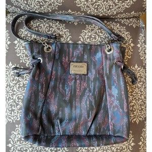 Nicole Miller Faux Reptile Print Chain Strap Accent  Purse Shoulderbag